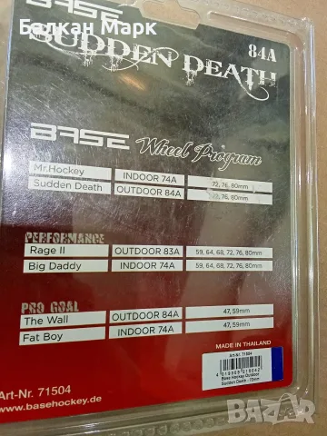 Колелета,колела за ролери / хокей BASE Sudden Death Outdoor – 72mm / 84A (Комплект 4 бр.), снимка 3 - Ролери, кънки - 55628937