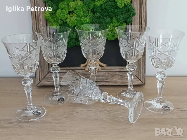 Нов сервиз за вино от Бохемия , снимка 3 - Антикварни и старинни предмети - 54758360