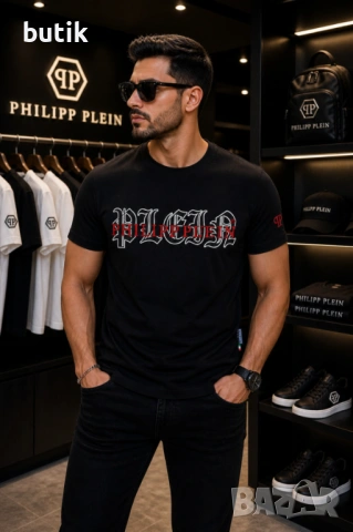 Philipp Plein черна мъжка тениска с лого – S, снимка 2 - Тениски - 54427219