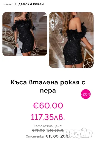Къса вталена рокля с пера - като НОВА!, снимка 5 - Рокли - 55316629