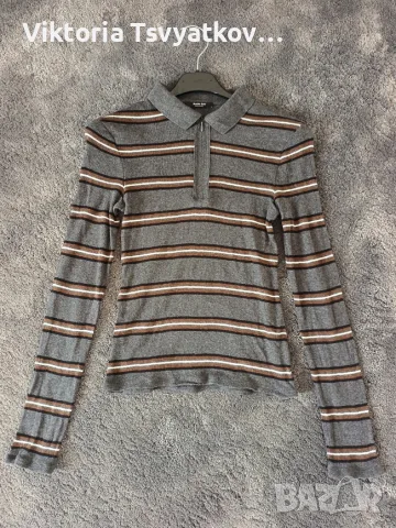 Луксозен раиран пуловер с яка Massimo Dutti (кашмир) - като нов, размер XS, снимка 4 - Блузи с дълъг ръкав и пуловери - 55565198