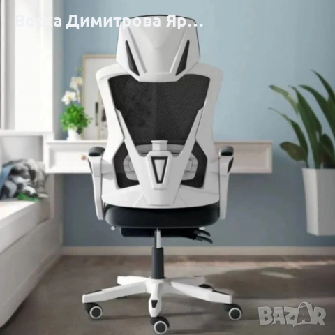 Ергономичен геймърски офис стол с мрежеста облегалка и регулируема височина, снимка 4 - Столове - 54567907