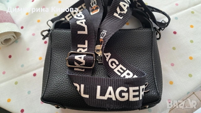 Черна малка чанта Karl Lagerfeld , снимка 8 - Чанти - 54836584