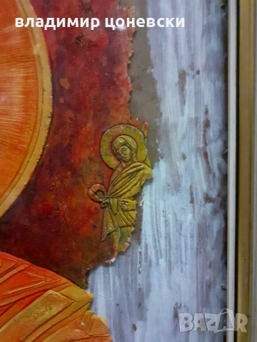 Ставри Калинов живопис,маслени бои върху керамичен релеф,стара картина, снимка 5 - Картини - 54138166