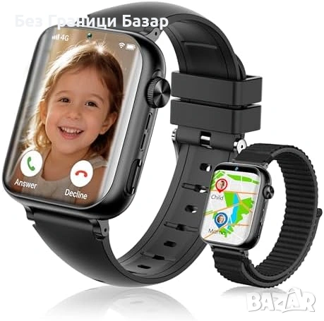 Нов черен Смарт часовник за деца GPS WiFi LBS 4G видео разговор SOS бутон игри