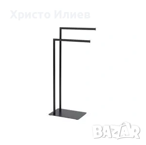 Стойка за кърпи Закачалка за кърпи Хром Черна, снимка 3 - Закачалки - 54504078