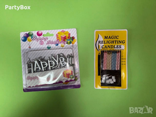 ✨ Сребърен надпис "Happy Birthday" и Магически свещи – Направете тортата незабравима! 🎂🪄