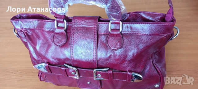 Модерна дамска чанта, изработена от висококачествена еко кожа в цвят бордо., снимка 5 - Чанти - 54015402