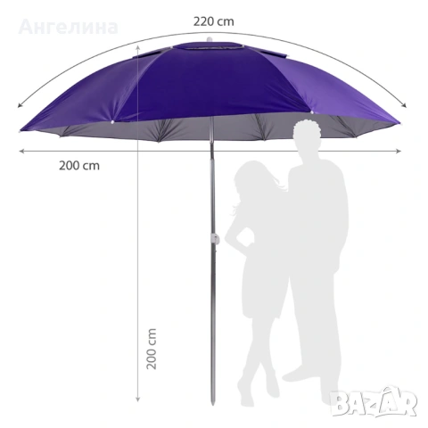 Плажен чадър Muhler YL1039, 200x200cm, снимка 3 - Градински мебели, декорация  - 54629985