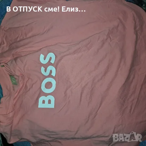 Тениска BOSS пепел от роза с щампа.памук, снимка 3 - Тениски - 55327791