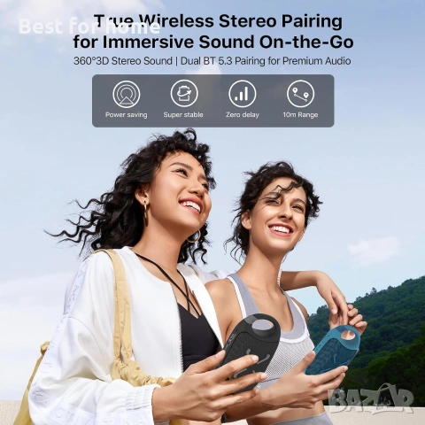JUOVI Clip Безжичен преносим Bluetooth високоговорител, 24-часово възпроизвеждане, снимка 6 - Bluetooth тонколони - 55057058