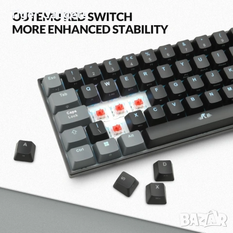 Rii RK802 Wireless Mechanical Keyboard – безжична механична gaming клавиатура с RGB и Red Switches, снимка 5 - Клавиатури и мишки - 54522530