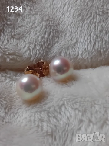 Златни обеци с перли 9 мм.