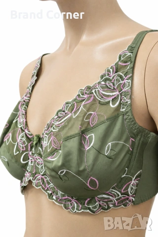 Hunkemöller дамски сутиен 80E в зелено с флорална бродерия, снимка 2 - Бельо - 54551346