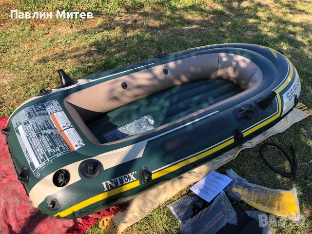 Надуваема лодка Seahawk 2 Intex, за 2 лица, размер 236×114 см, PVC, зелена, снимка 15 - Воден транспорт - 54153386
