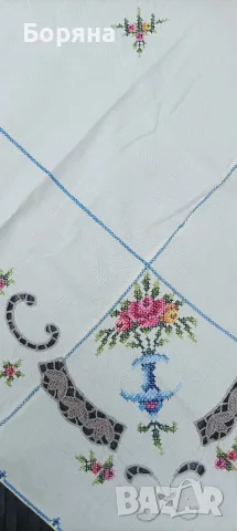 Памучна ръчно изработена покривка за маса , снимка 3 - Покривки за маси - 55406968