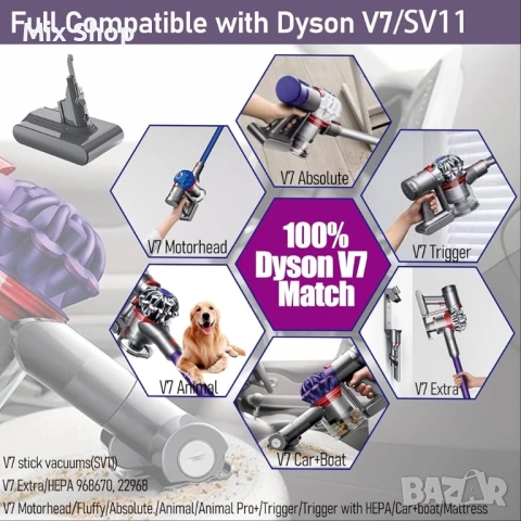 Батерия за Dyson v7 LONGFIT 6500mAh sv11, снимка 3 - Друга електроника - 54762570