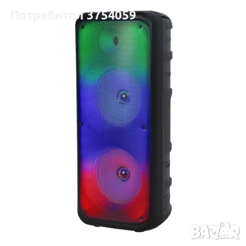 Безжична RGB тонколона – 2×8″ говорителя, Bluetooth, 1200 W, батерия 3000 mAh, снимка 5 - Караоке - 55196144