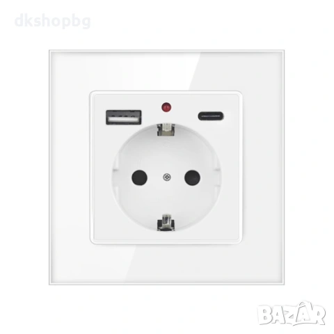 4624 Единичен захранващ контакт Шуко + Двоен USB заряден модул 2.1A – Бял