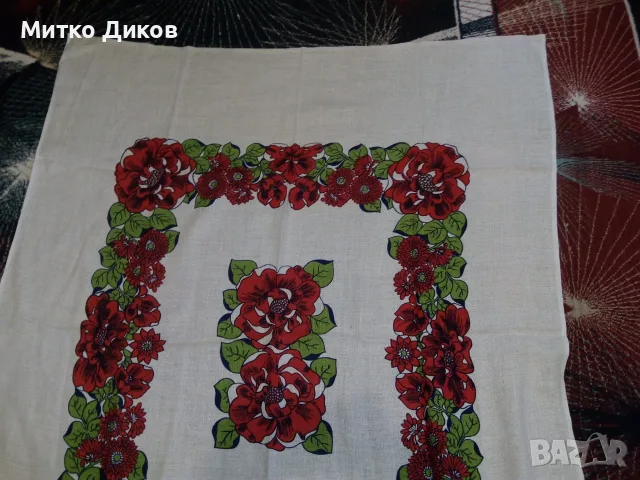 Правоъгълна ленена покривка макове щампа нова132х114см, снимка 4 - Покривки за маси - 55569163