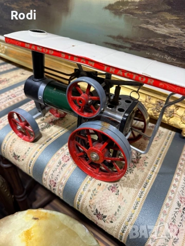 СТАРА РЕТРО МЕТАЛНА ИГРАЧКА ДЕЙСТВАЩА ПАРНА МАШИНА Mamot TRAKTOR , снимка 5 - Колекции - 54591739
