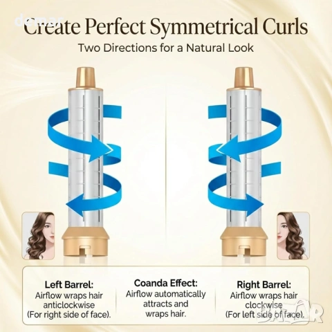 Комплект за стилизиране на коса Airbrush Magic 5 в 1, сешоар и преса, снимка 4 - Сешоари - 54040538