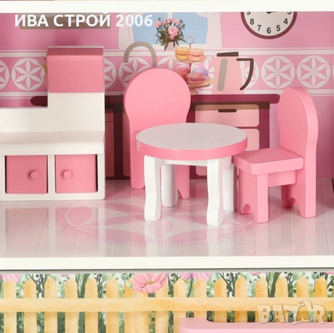 Дървена къща за кукли 80 см | Lulilo Papilio с мебели | PraktiHome, снимка 12 - Играчки за стая - 54240048