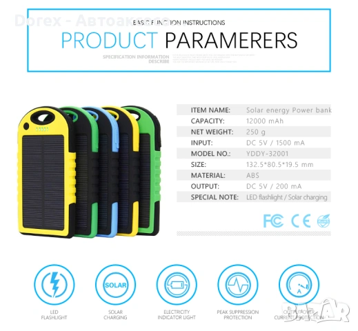Соларна батерия Power Bank 5000А или 12000А, снимка 6 - Външни батерии - 54784119