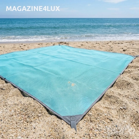 Плажна постелка без пясък XXL 200x200 см – водоустойчива и компактна  Цена: 13€ , снимка 4 - Други стоки за дома - 54587894