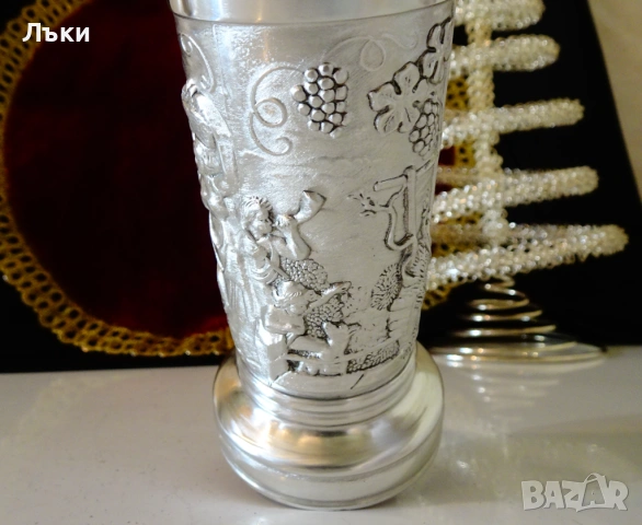 Калаена чаша Гроздобер,Ловен рог,шедьовър. , снимка 4 - Антикварни и старинни предмети - 54543355