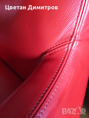 Montis,Червен кожен фотьойл модел.Loge, проектиран от нидерландски дизайнер Герард ван ден Берг, снимка 3 - Дивани и мека мебел - 54084012