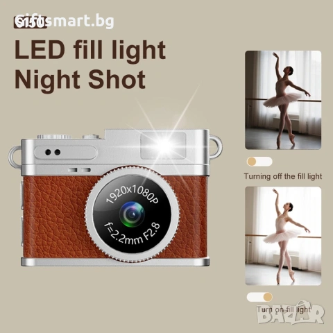 Мини цифров фотоапарат S150, 1080P Full HD video and image, В комплект с 32G micro SD, Ретро дизайн, снимка 9 - Фотоапарати - 54987100