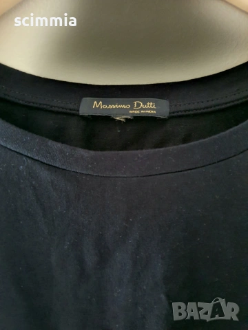 Дамска тениска Massimo Dutti Bright Eyes черна със златист надпис размер M/L, снимка 4 - Тениски - 54628769