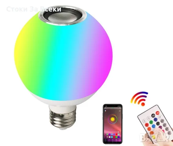 LED RGB крушка с дистанционно - 16 цвята и 5 яркости, снимка 2 - Крушки - 55473512