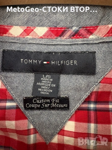 Оригинална мъжка риза Tommy Hilfiger – Custom Fit, Размер L, Каре, снимка 5 - Ризи - 54426048