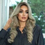 Пепелява чуплива омбре перука с тъмни корени на път, снимка 6