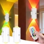 YOUYIKE 2 бр. RGB стенна лампа с променящи се цветове, магнитна нощна лампа със сензор за движение, снимка 2