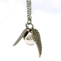 Колие Harry Potter Golden Snitch Quidditch с ангелски крила – Цинкова сплав, 50 см – Идеалният 10217, снимка 4