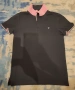 Маркова мъжка поло тениска с розова яка | Slim Fit | Размер M | Тъмносиня , снимка 1
