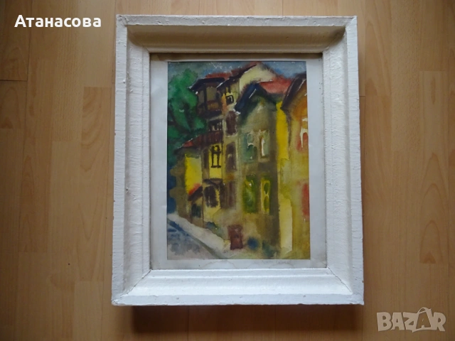 ХРИСТО КАБАКЧИЕВ картина "Градски пейзаж" акварел 1950 г