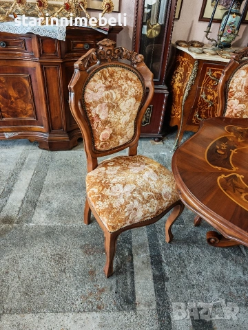 Барокова трапезна маса с шест стола , снимка 3 - Маси - 54462893