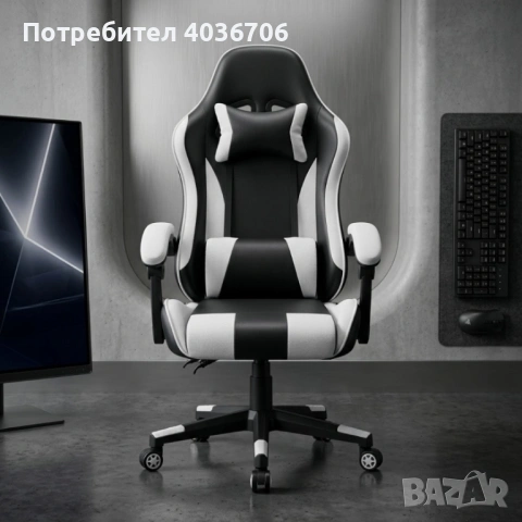 Ергономичен офис и геймърски син, бял, червен, сив, черен и син стол – Максимален комфорт за гърба и, снимка 5 - Столове - 54207378