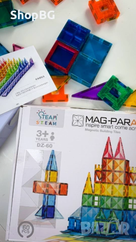 🧲 Магнитен конструктор Mag-Paradise – 60 части с кристален блясък 