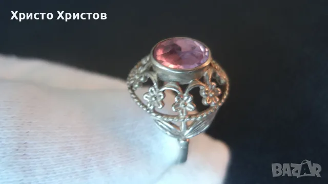 Руски-СССР сребърен, изящен, пръстен., снимка 2 - Пръстени - 55546631