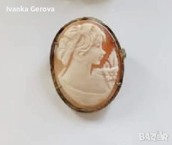 Антикварна брошка-висулка Камея, снимка 2 - Антикварни и старинни предмети - 54530267