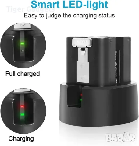 Комплект Abeden AB2401 - 2 батерии 6040mAh + двойно зарядно за Ring Video Doorbell и Stick Up, снимка 2 - Батерии, зарядни - 55562724