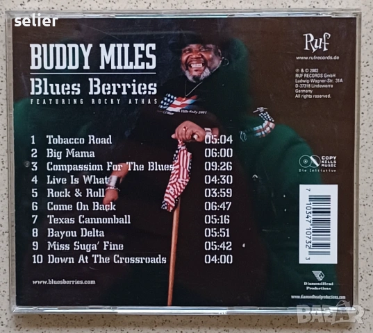 Buddy Miles Featuring Rocky Athas ‎– Blues Berries Оригинален диск Издание 🇩🇪 GERMANY 2002г Стил:B, снимка 2 - CD дискове - 54258090