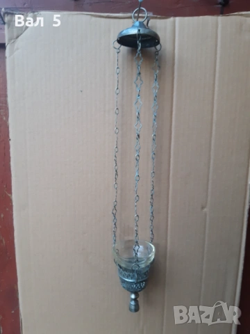 Много старо домашно метално кандило с чашка