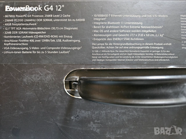 Ретро Apple PowerBook G4 12", Mac OS X Tiger,  оригинална опаковка, снимка 8 - Лаптопи за дома - 54833521