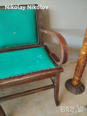 дървено ретро канапе с кожена дамаска, снимка 13 - Антикварни и старинни предмети - 54016672